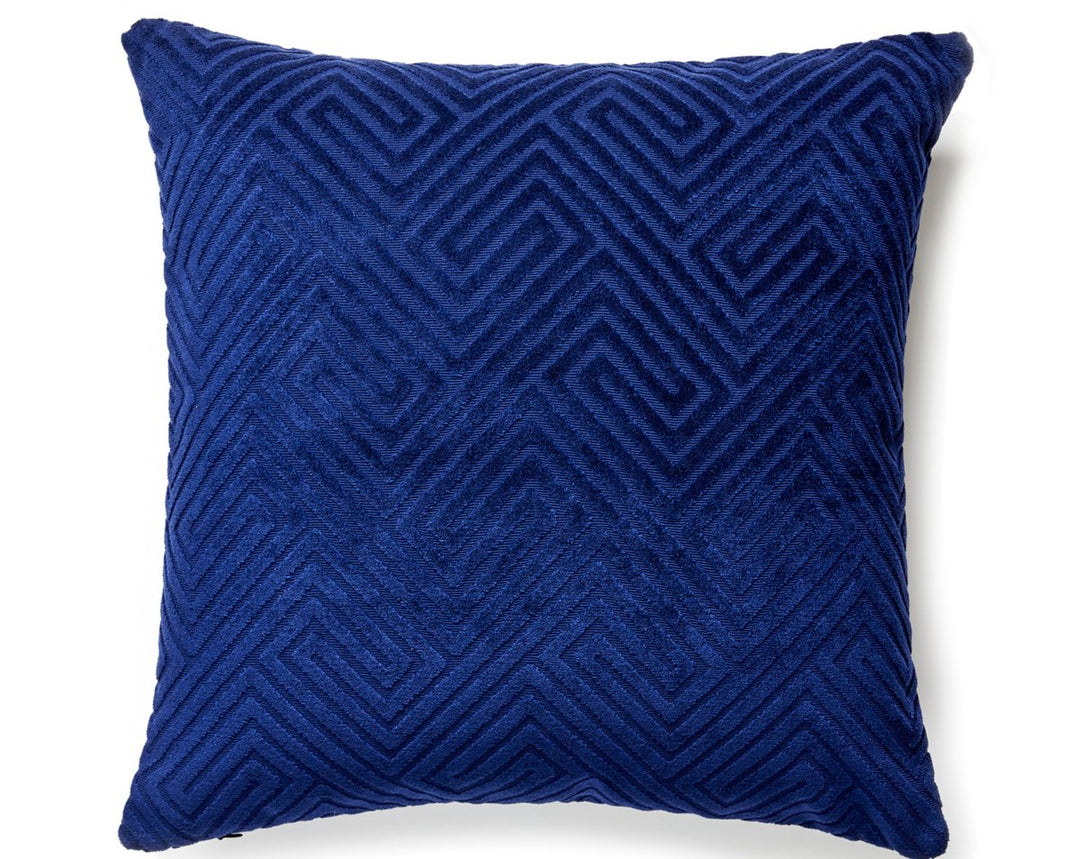 Meander Velvet Outdoor Pillow 22 X 22 - Navy SCMEANPILL0004 by Scalamandre Designer Pillow