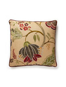 Palampore Embroidery Pillow 22 X 22 - Cinnamon SCPALAPILL0004 by Scalamandre Designer Pillows