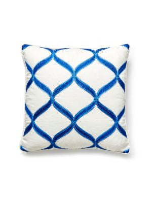 Rondure Embroidery Pillow 22 X 22 - Cobalt SCRONDPILL0004 by Scalamandre Designer Pillows MODERN LUXURY 54% VISCOSE 46% LINEN U.S.A. Horizontal: and Vertical: 0 - Swanky Fabrics -