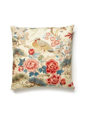 Shenyang Linen Print Pillow 22 X 22 - Sandalwood SCSDDK166010004 by Scalamandre Designer Pillows BOTANICA 100% LINEN U.S.A. Horizontal: and Vertical: 0 - Swanky Fabrics -