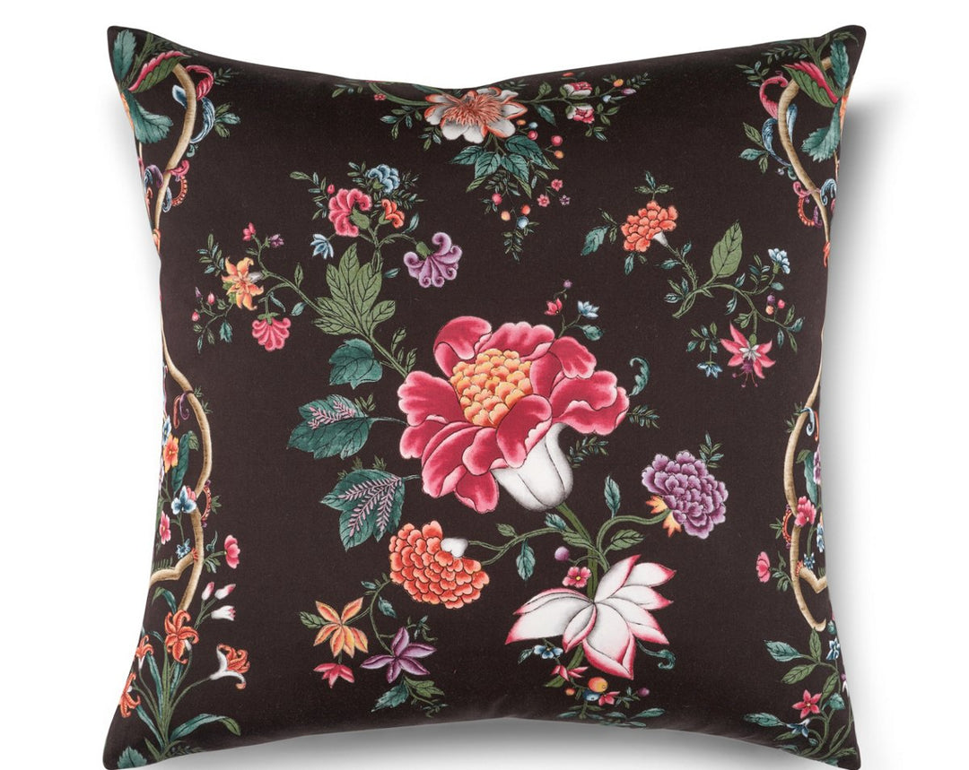 Camellia Trellis Pillow 22 X 22 - Onyx Ruby SCSDDK166480004 by Scalamandre Designer Pillow