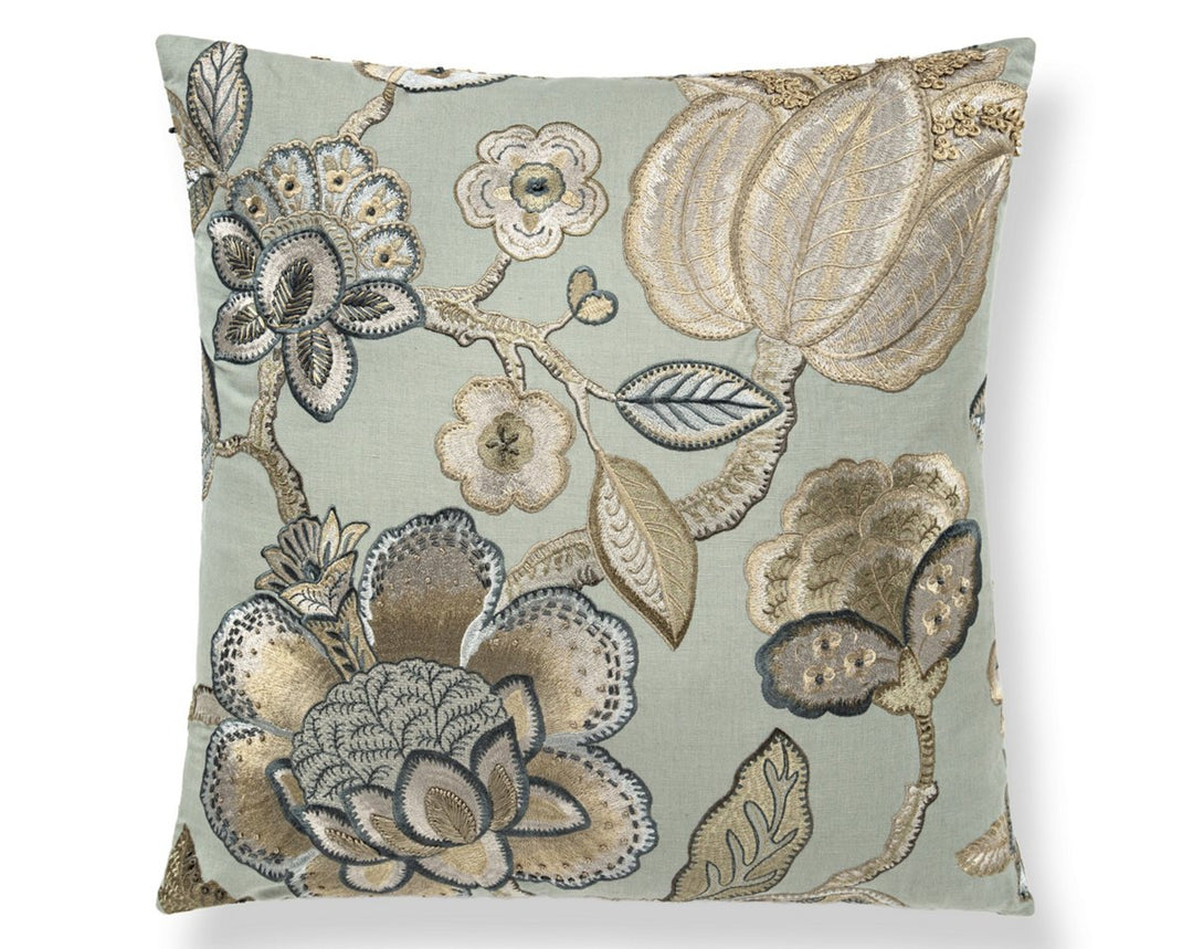 Coromandel Embroidery Pillow 22 X 22 - Mineral SCSDDK271260004 by Scalamandre Designer Pillow