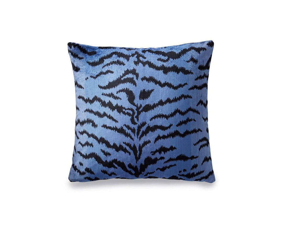 Tigre | Silk Pillow 22 X 22 - Blues & Black SCSDDKSITIG0004 by Scalamandre Designer Pillow