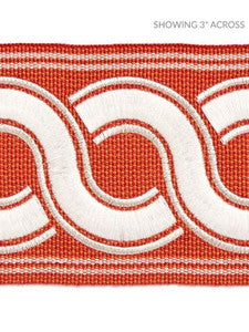Guilloche Embroidered Tape Coral SCT32830004 by Scalamandre Designer Trim