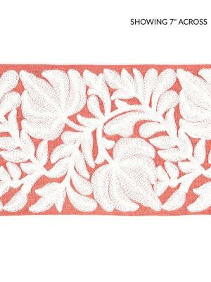 Coventry Embroidered Tape Coral SCT32960004 by Scalamandre Designer Trim BOTANICA 70% LINEN 30% SPUN VISCOSE INDIA LIGHT DUTY Horizontal: and Vertical: 5 - Swanky Fabrics -