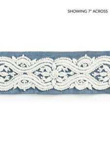Linnea Embroidered Tape Copenhagen Blue SCT32980004 by Scalamandre Designer Trim