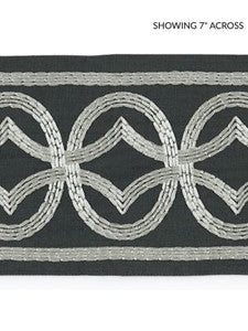 Athena Embroidered Tape Charcoal SCT33050004 by Scalamandre Designer Trim