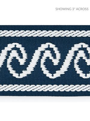 Wave Tape Indigo SCT33130004 by Scalamandre Designer Trim ISOLA INDOOR / OUTDOOR 100% POLYOLEFIN UNITED KINGDOM HEAVY DUTY Horizontal: 1.125" and Vertical: 2.38 - Swanky Fabrics -