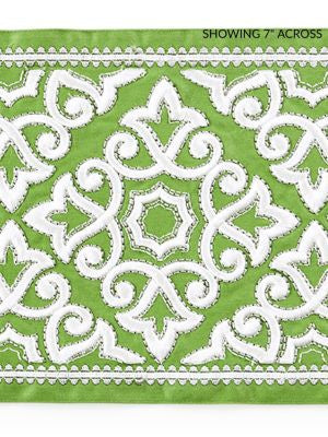 Ornamental Embroidered Tape Jade SCT33200004 by Scalamandre Designer Trim CHINOIS CHIC 51% COTTON 22% VISCOSE 27% POLYESTER INDIA LIGHT DUTY Horizontal: 6.25" and Vertical: 7.5 - Swanky Fabrics -