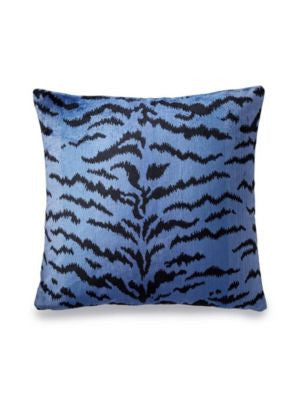 Tigre Pillow 22 X 22 - Blues & Black SCTIGRPILL0004 by Scalamandre Designer Pillows 13% COTTON, 69% VISCOSE / 18% POLYESTER / U.S.A. Horizontal: and Vertical: 0 - Swanky Fabrics -