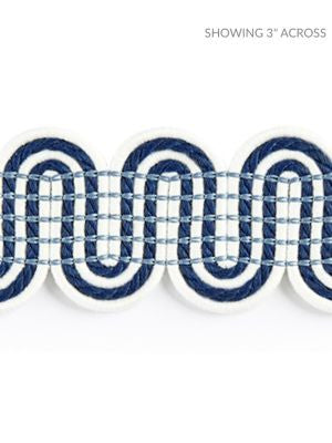 Serpentine Braid Indigo SCV12460004 by Scalamandre Designer Trim ISOLA INDOOR / OUTDOOR 90% POLYOLEFIN 10% NYLON UNITED KINGDOM HEAVY DUTY Horizontal: 1.125" and Vertical: 1.75 - Swanky Fabrics -