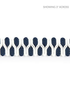 Playa Gimp Braid Indigo SCV12470004 by Scalamandre Designer Trim ISOLA INDOOR / OUTDOOR 94% POLYOLEFIN 6% NYLON UNITED KINGDOM HEAVY DUTY Horizontal: .375" and Vertical: 0.88 - Swanky Fabrics -