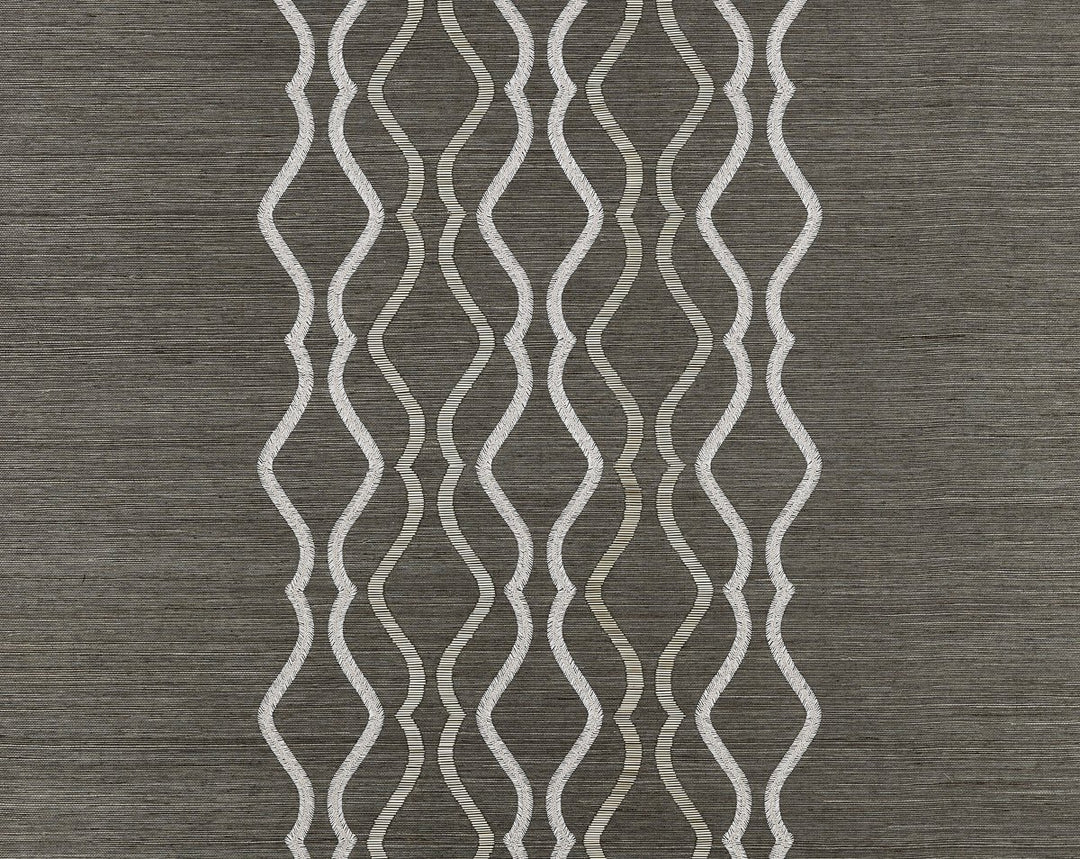 Valentina Embellished Sisal Sterling SCWP884470004 by Scalamandre Designer Wallpaper