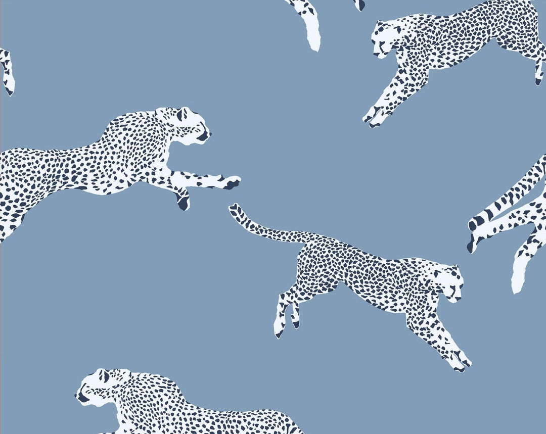 Leaping Cheetah Cloud Nine SCWP884490004 by Scalamandre Designer Wallpaper