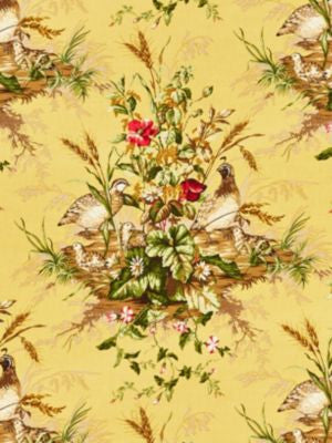 Edwin'S Covey Linen Print Multi On Mustard SC163100005 by Scalamandre Designer Fabric 70% LINEN 30% COTTON UNITED KINGDOM LIGHT DUTY Horizontal: 31.5" and Vertical: 36" 54 - Swanky Fabrics -