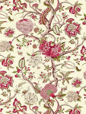 Pondicherry Cotton Print Turkey Red On Lime SC164300005 by Scalamandre Designer Fabric ORIANA 100% COTTON UNITED KINGDOM LIGHT DUTY Horizontal: 40.75" and Vertical: 26.5" 53 - Swanky Fabrics -