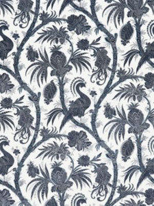Balinese Peacock Linen Print Indigo SC165750005 by Scalamandre Designer Fabric