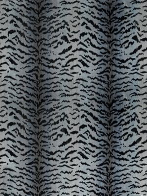 Tigre Silver & Black SC26167MMA0005 by Scalamandre Designer Fabric 69% VISCOSE 18% POLYESTER 13% COTTON U.S.A. LIGHT DUTY Horizontal: 30.6" and Vertical: 25" 50 - Swanky Fabrics -