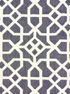 Linen Lattice Indigo & Greige SC271490005 by Scalamandre Designer Fabric