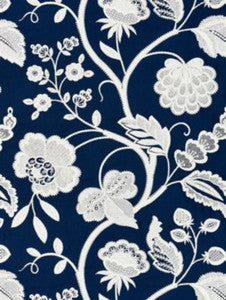 Kensington Embroidery Navy SC271510005 by Scalamandre Designer Fabric