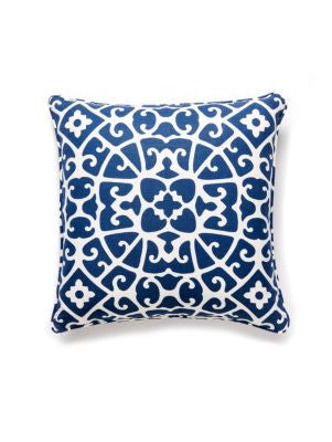 Anshun Lattice Pillow 22 X 22 - Indigo SCANSHUNPIL0005 by Scalamandre Designer Pillows 52% LINEN / 48% COTTON Horizontal: and Vertical: 0 - Swanky Fabrics -