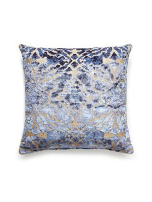 Palazzo Velvet Pillow 22 X 22 - Indigo SCPALAZPILL0005 by Scalamandre Designer Pillows 49% VISCOSE / 38% COTTON / 13% METALLIC Horizontal: and Vertical: 0 - Swanky Fabrics -