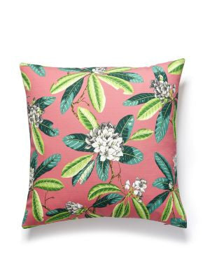 Rhododendron Outdoor Pillow 22 X 22 - Flamingo SCRHODMPILL0005 by Scalamandre Designer Pillows 100% SOLUTION DYED POLYESTER U.S.A. Horizontal: and Vertical: 0 - Swanky Fabrics -