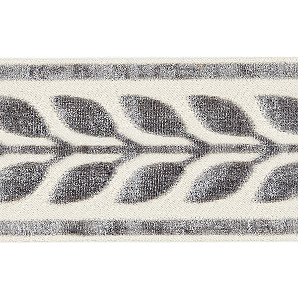 Vigne Velvet Tape/Smoke Sc 0005T3278 by Scalamandre
 Designer Trim ORIANA                                                                 50% VISCOSE 50% COTTON INDIA LIGHT DUTY Horizontal: 1.5" and Vertical:  4.125"  - Swanky Fabrics -