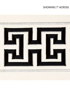 Imperial Embroidered Tape Noir SCT32800005 by Scalamandre Designer Trim ORIANA 80% COTTON 20% RAYON INDIA LIGHT DUTY Horizontal: 6.5" and Vertical: 6 - Swanky Fabrics -