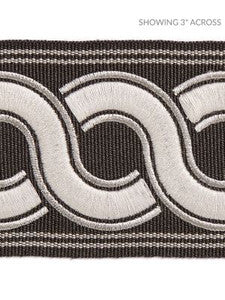 Guilloche Embroidered Tape Charcoal SCT32830005 by Scalamandre Designer Trim