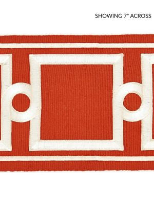 Square Link Embroidered Tape Carnelian SCT32870005 by Scalamandre Designer Trim MERCHANTE 70% COTTON 30% RAYON INDIA LIGHT DUTY Horizontal: 5.25" and Vertical: 6.25 - Swanky Fabrics -
