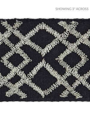 Lattice Tape Graphite SCT32950005 by Scalamandre Designer Trim MODERN LUXURY 70% COTTON 30% VISCOSE INDIA LIGHT DUTY Horizontal: 3.75" and Vertical: 2.75 - Swanky Fabrics -