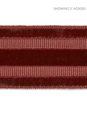 Runway Velvet Tape Henna SCT33250005 by Scalamandre Designer Trim PACIFICA 80% VISCOSE 20% POLYAMIDE GERMANY LIGHT DUTY Horizontal: 0" and Vertical: 2.25 - Swanky Fabrics -