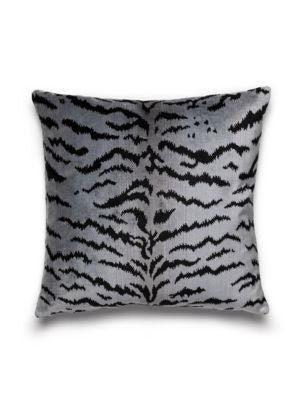 Tigre Pillow 22 X 22 - Silver & Black SCTIGRPILL0005 by Scalamandre Designer Pillows 13% COTTON, 69% VISCOSE / 18% POLYESTER / U.S.A. Horizontal: and Vertical: 0 - Swanky Fabrics -