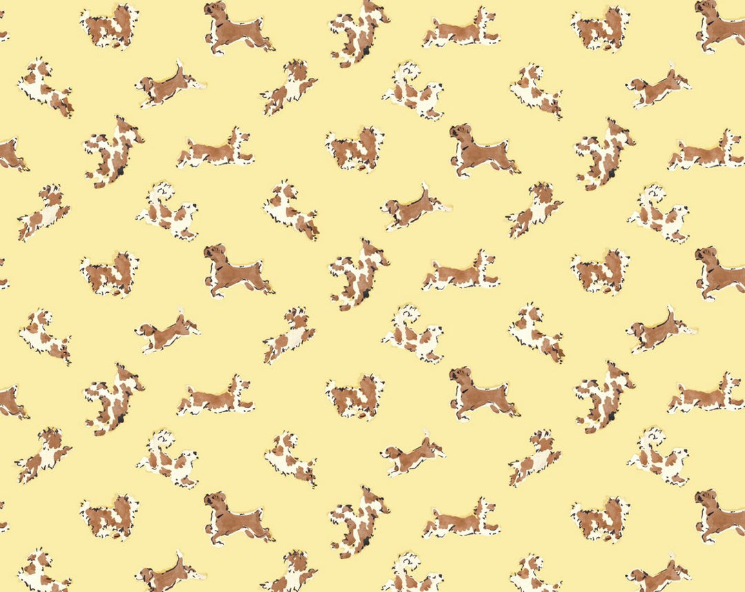 Fete De Chien Lemon And Siena SCWP88183D0005 by Scalamandre Designer Wallpaper