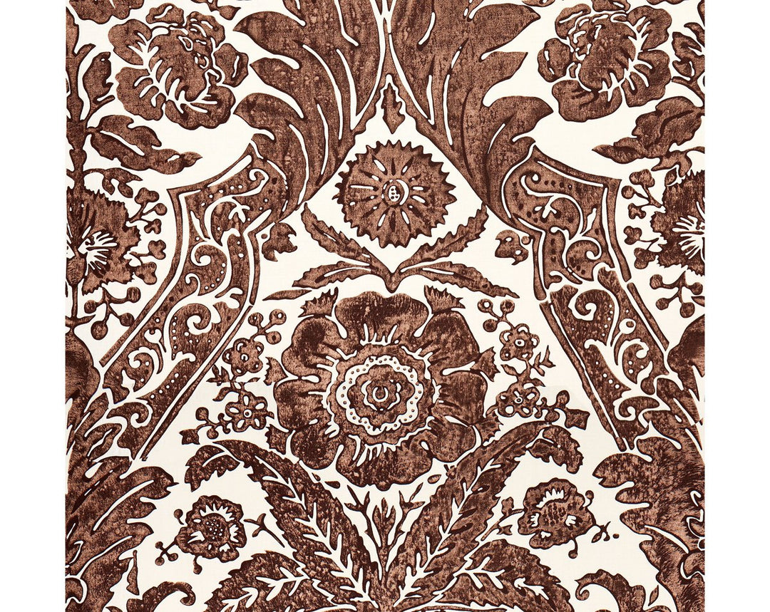 Luciana Damask Print Espresso SCWP883540005 by Scalamandre Designer Wallpaper