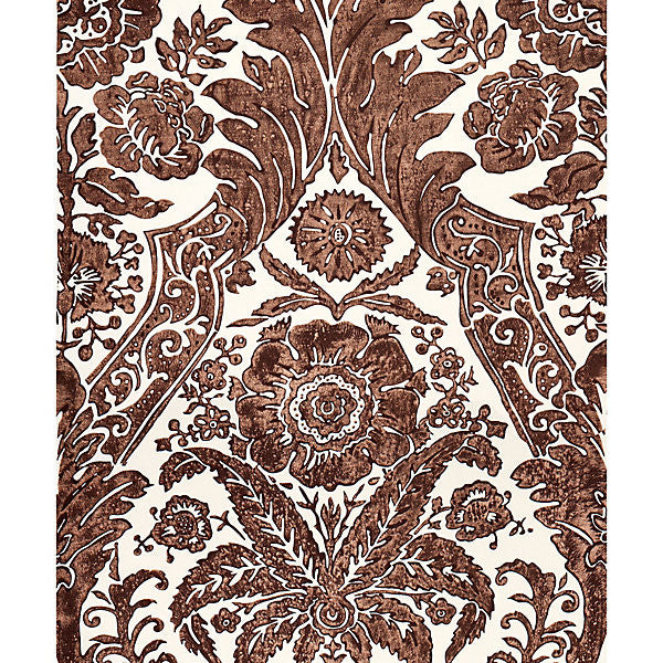 Luciana Damask Print/Espresso Sc 0005Wp88354 by Scalamandre
 Designer Wallpaper                                                                         UNITED KINGDOM  Horizontal: 43.75" and Vertical: 27" 56"  - Swanky Fabrics -
