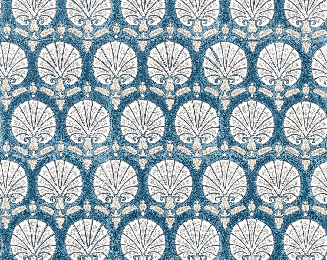 Karanfil Block Print Wallpaper Indigo SCWP885600005 by Scalamandre Designer Wallpaper