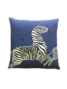 Zebras Outdoor Pillow 22 X 22 - Denim SCZEBRAOUT0005 by Scalamandre Designer Pillows