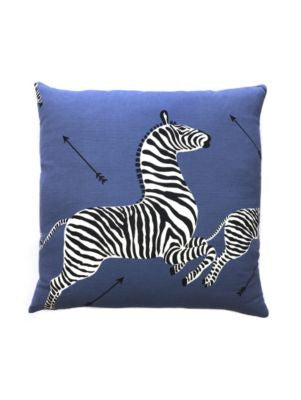 Zebras Pillow 22 X 22 - Denim SCZEBRAPILL0005 by Scalamandre Designer Pillows ZEBRA COLLECTION 73% COTTON;27% LINEN U.S.A. LIGHT DUTY Horizontal: and Vertical: 0 - Swanky Fabrics -