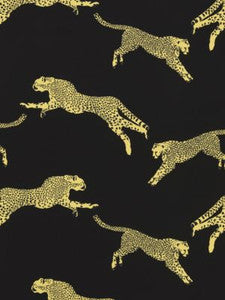Leaping Cheetah Cotton Print Black Magic SC166340006 by Scalamandre Designer Fabric