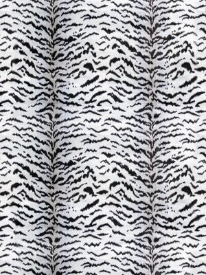 Tigre Off-White & Black SC26167MMA0006 by Scalamandre Designer Fabric 69% VISCOSE 18% POLYESTER 13% COTTON U.S.A. LIGHT DUTY Horizontal: 30.6" and Vertical: 25" 50 - Swanky Fabrics -