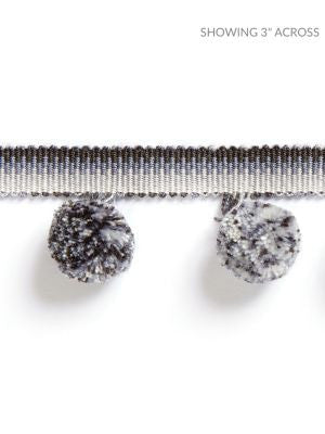 Osborne Pom Pom Fringe Charcoal SCFX15000006 by Scalamandre Designer Trim HAMPTONS TRIMMINGS 95% ACRYLIC 5% POLYESTER CHINA LIGHT DUTY Horizontal: and Vertical: 1.38 - Swanky Fabrics -