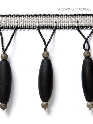 Vionnet Beaded Fringe Jet SCFX15010006 by Scalamandre Designer Trim MERCHANTE 91% GLASS 5% METALLIC 4% VISCOSE INDIA LIGHT DUTY Horizontal: and Vertical: 1.125" 3.13 - Swanky Fabrics -