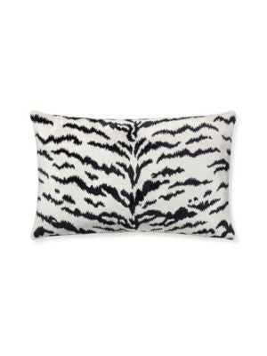 Tigre Pillow 14 X 22 - Off-White & Black SCLTIGRPILL0006 by Scalamandre Designer Pillows 13% COTTON, 69% VISCOSE / 18% POLYESTER / U.S.A. Horizontal: and Vertical: 0 - Swanky Fabrics -