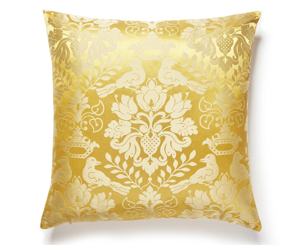 Love Bird Pillow 22 X 22 - Gold SCSDDK10980006 by Scalamandre Designer Pillow