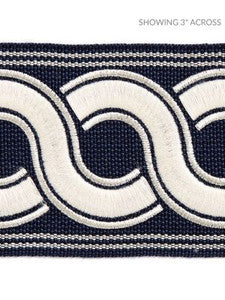 Guilloche Embroidered Tape Indigo SCT32830006 by Scalamandre Designer Trim