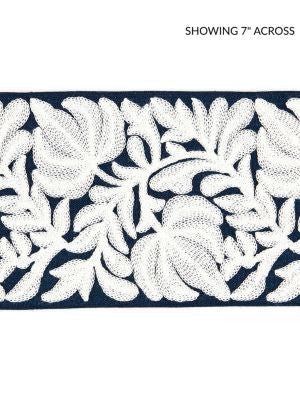 Coventry Embroidered Tape Navy SCT32960006 by Scalamandre Designer Trim BOTANICA 70% LINEN 30% SPUN VISCOSE INDIA LIGHT DUTY Horizontal: and Vertical: 5 - Swanky Fabrics -