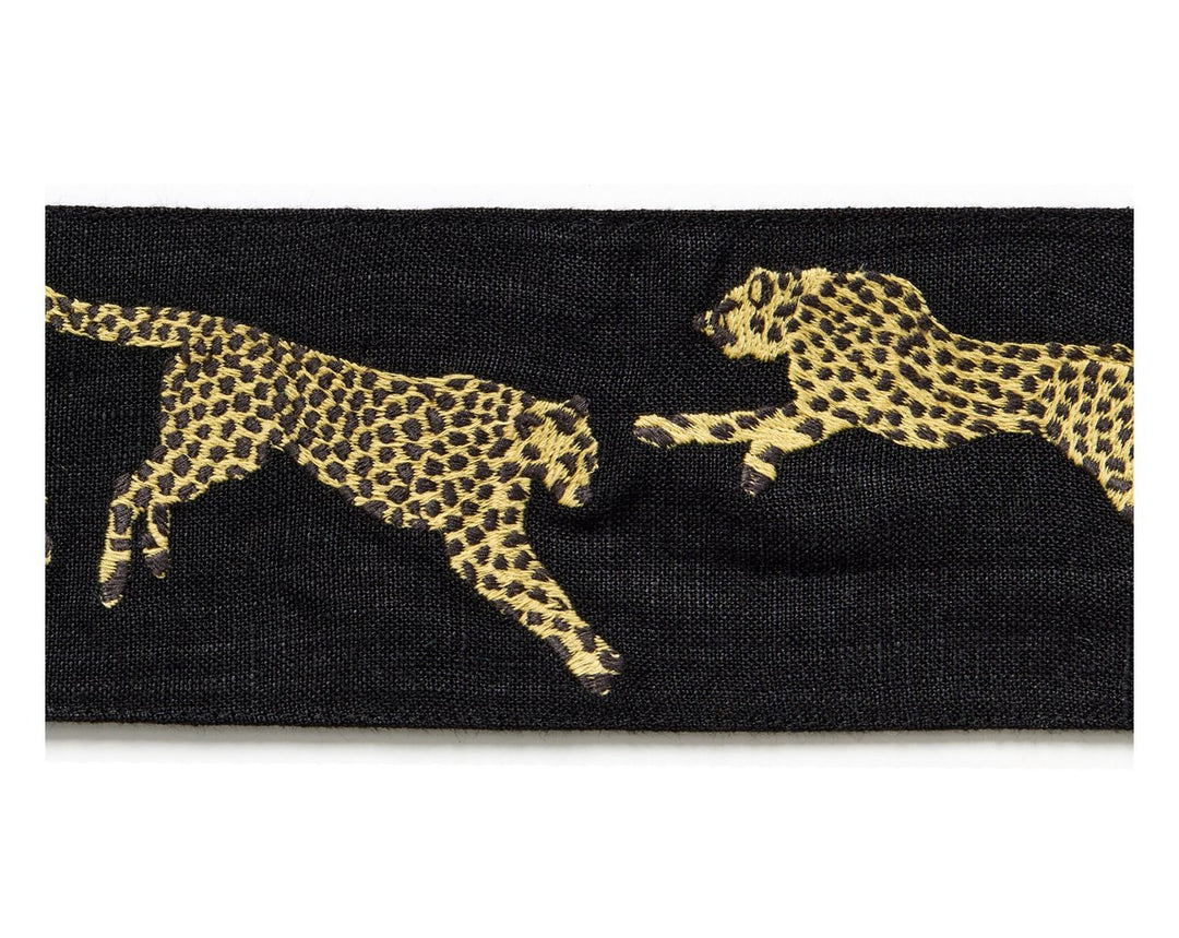 Leaping Cheetah Embrdry Tape Black Magic SCT33310006 by Scalamandre Designer Trim