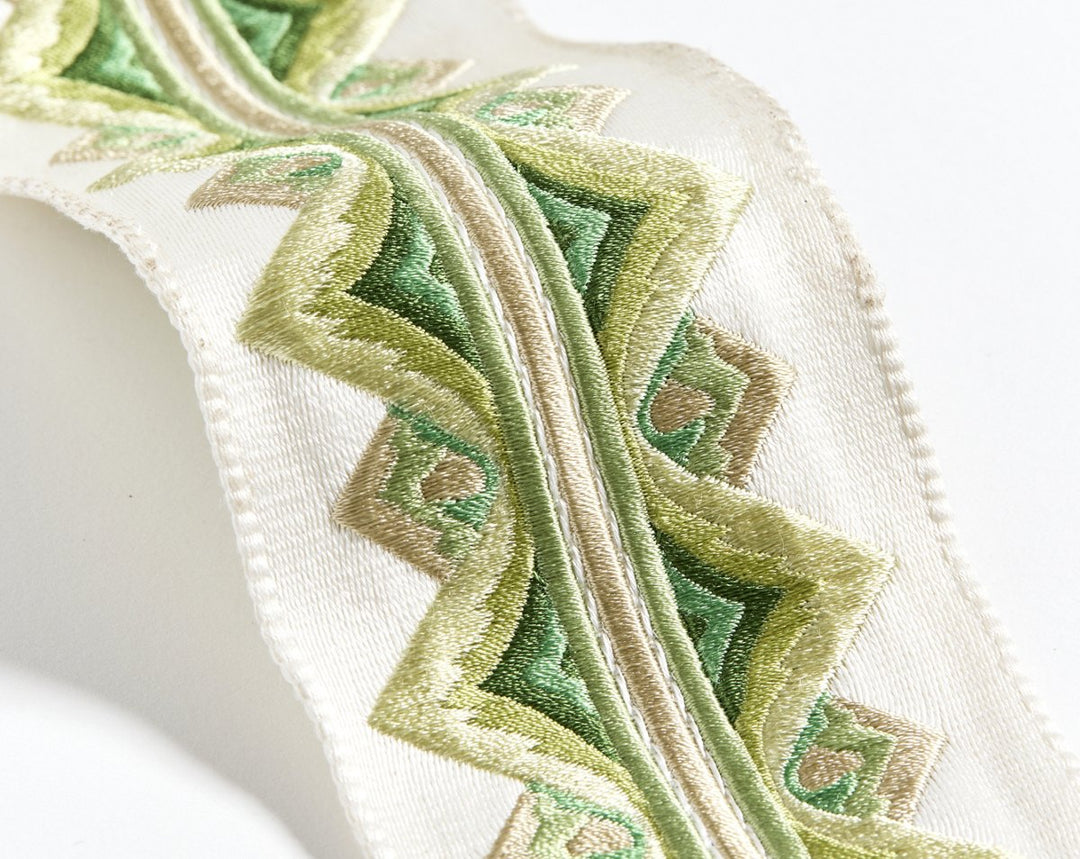 Flamme Embroidered Tape Jade SCT33350006 by Scalamandre Designer Trim